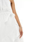 AX Paris halterneck ruffle hem tie waist midi dress in white