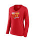 Women's Red Kansas City Chiefs 2023 AFC West Division Champions Conquer Long Sleeve V-Neck T-shirt