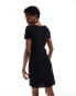 ASOS DESIGN knitted mini dress with scoop neck in mixed stitch in black