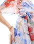 Hope & Ivy ruffle wrap maxi dress in blue & pink floral