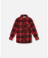 Big Boys Long Sleeve Button Down Flannel Shirt Plaid Black And Red