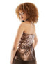 Amy Lynn Lupe bardot top in metallic dark coffee