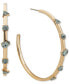 Gold-Tone Medium Mixed Stone C-Hoop Earrings, 2"