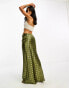 Never Fully Dressed Petite gold fleck satin maxi skirt in khaki