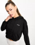 Night Addict cropped hoodie with baddie print in black