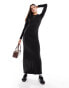 Stradivarius sculpt maxi dress in black