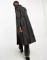 Reclaimed Vintage unisex faux leather look longline trench coat in black