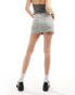 Pull&Bear asymmetric panel denim mini skirt in light blue