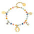 Decent Gold Plated Bracelet with Chakra Beads and Charms BHKB131