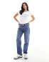 ONLY Petite Jaci mid rise straight jeans in mid blue wash