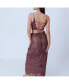 Women's Purple Shimmery Pleated Skirt and Embellished Crop Top Set