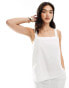 Vero Moda mix and match cotton square neck vest top in white