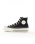 Converse Chuck Taylor All Star Lift Hi in black with cross stitch detail