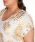 Plus Size Foil Print Grommet Trim Top