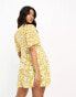 Wednesday's Girl Maternity flutter sleeve floral print mini dress in yellow