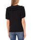 Women's Solid Ruffled Yoke Split Neck Knit Top