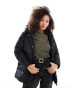 Threadbare mid length puffer jacket in black