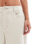 ASOS DESIGN Petite cord cropped wide leg trouser with contrast stitch in cream