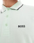 BOSS Green Paddy tipped polo shirt in green