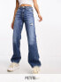 River Island Petite high waist straight leg jeans in mid blue wash