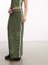 COLLUSION sporty stripe maxi skirt in khaki