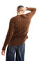 COLLUSION knitted laddered crewneck jumper in brown