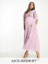 Hope & Ivy Maternity plunge front embroidered maxi dress in lilac