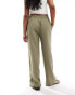 ASOS DESIGN tailored pull on trouser in olive stripe