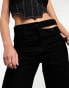 ASOS DESIGN mid rise straight jean with cut out waistband in washed black