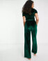 Missguided Tall velvet pyjama set in green