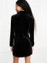 Miss Selfridge Petite going out velvet blazer dress in black