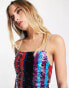 Amy Lynn multi striped sequin mini dress with feather trim