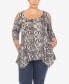 Plus Size Snake Print Cold Shoulder Tunic Top