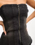 Waven sanna longline corset in dirty dark wash