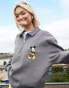 ASOS DESIGN Disney unisex oversized heavyweight polo sweatshirt with Mickey Mouse embroidery in green