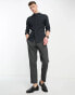 ASOS DESIGN easy iron slim fit poplin shirt with grandad collar in black