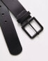 ASOS DESIGN smart leather belt with matte black buckle in black