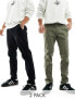 Jack & Jones Intelligence 2 pack slim tapered chino in dusty olive & black