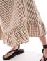 ONLY Tall gingham maxi skirt in brown