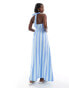 ASOS DESIGN halter neck low back maxi dress in blue stripe