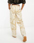 Obey brighton printed carpenter trousers in beige