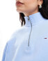 Tommy Jeans boxy half zip sweatshirt in baby blue