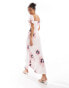 ASOS DESIGN bardot midi with lace inserts in pink floral