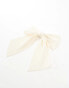 DesignB London oversized plisse hair bow in cream