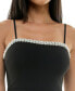 Juniors' Imitation-Pearl Neckline Bodycon Dress