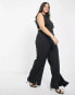 Extro & Vert Plus tailored wide leg cut out jumpsuit in black