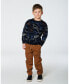 Big Boys Sweater With Intarsia Animal Forest Black