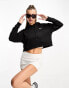 Night Addict cropped hoodie with baddie print in black