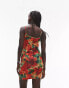 Topshop square neck mini dress in bright floral print in multi