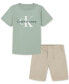 Toddler Boys Cotton Short-Sleeve Solid Logo T-Shirt & Twill Shorts, 2 Piece Set